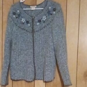 Women's Multi Color Blue Floral Knit Sweater
